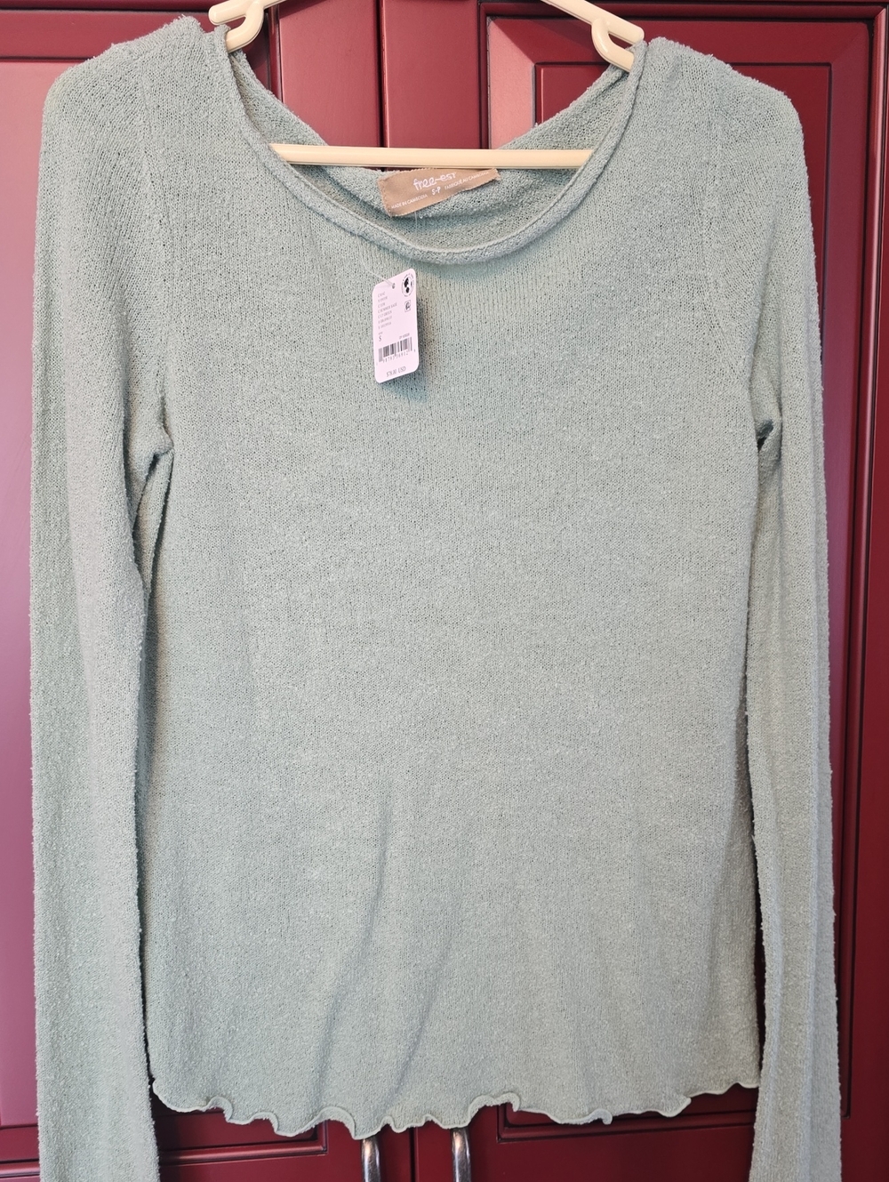 Free People Soft Light Sage Scoop Neck Sweater